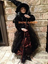 Witch Doll  Realistic Face Hands Broom Sequins Lace - $289.99