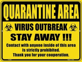 Warning Quarantine Area Novelty Metal Sign 9&quot; x 12&quot; Wall Decor - DS - $23.95