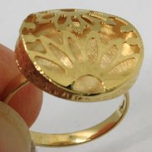 18K YELLOW GOLD RING FINELY WORKED FLOWER CIRCLE CENTRAL DAISY SUN MADE IN ITALY image 5