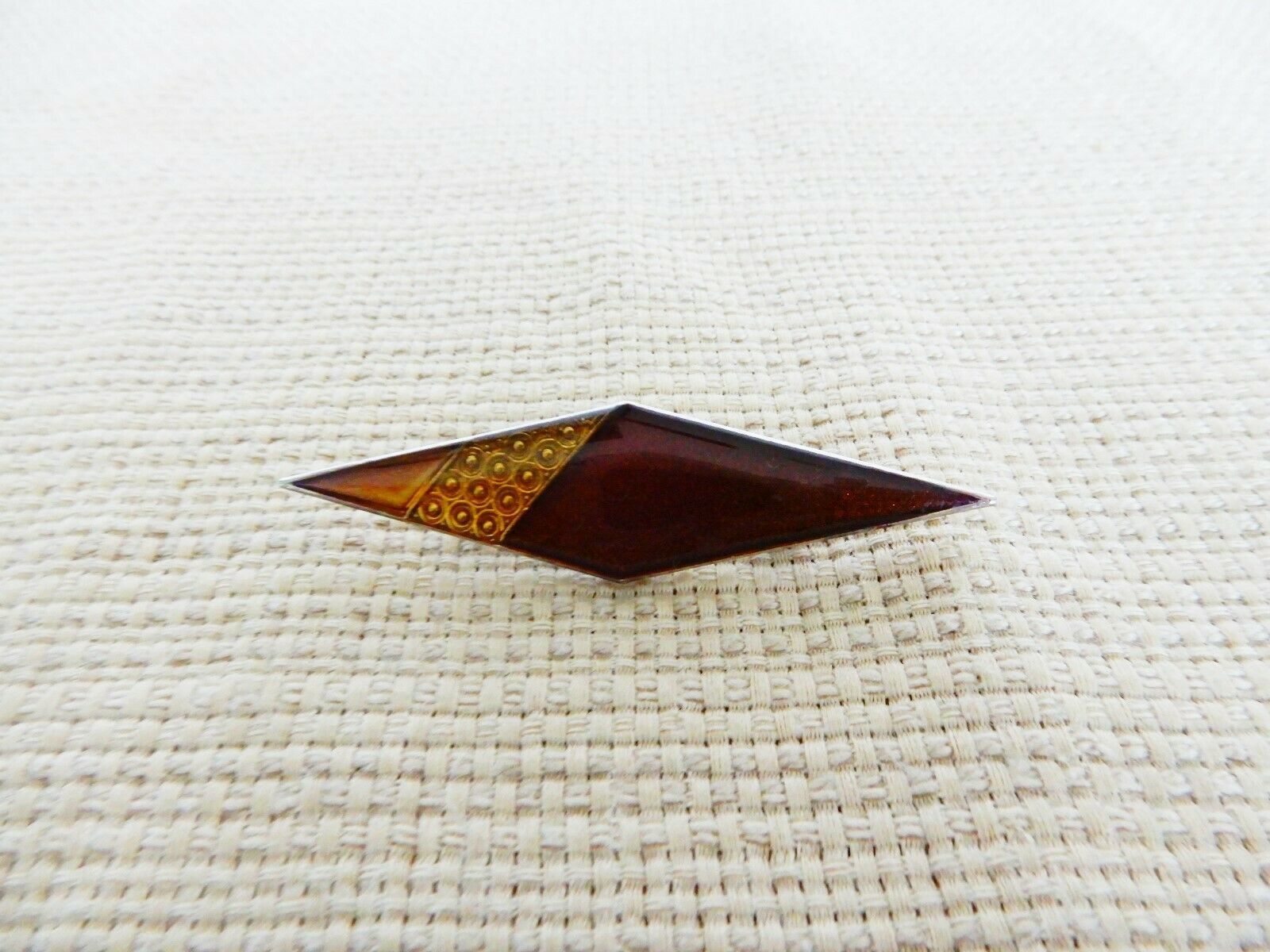 Primary image for Lovely vintage puffy enamel over metal diamond shaped amber gold tone brooch
