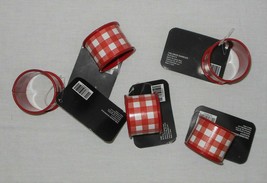 5 Pc Farmhouse Country Red Buffalo Check Napkin Rings Holders NWT FREE S... - $34.64