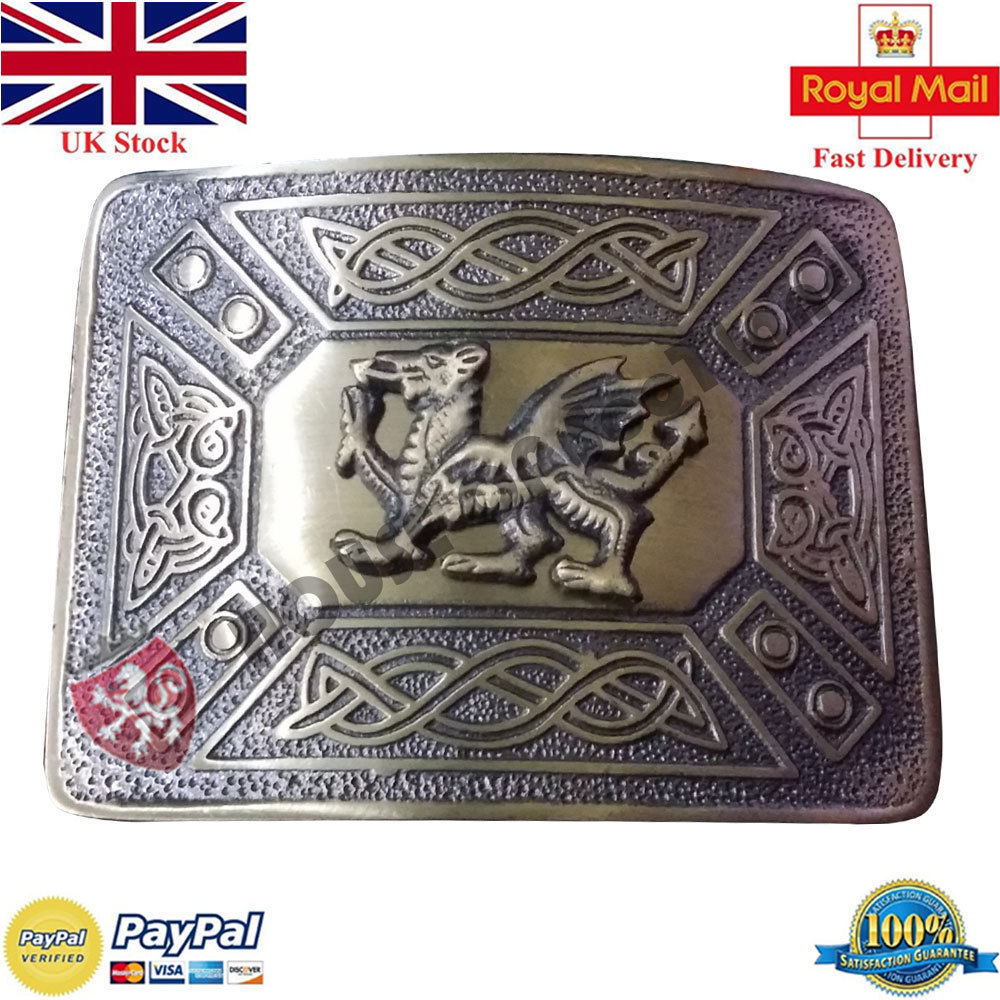 HS Scottish Kilt Belt Buckle Round Celtic Knot Work Antique Finish 3/" Highland