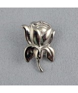 Silver Tone Rose? Tulip? Flower Brooch Lapel Hat Pin Shiny Metal Fashion... - $12.86