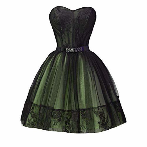 Little Black Gothic Short Ball Gown Corset Prom Homecoming Dress Sage US 10