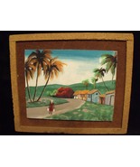 DOMINICAN REPUBLIC OIL PAINTING ON HARDBOARD ~ SIGNED ELSIE - $49.50