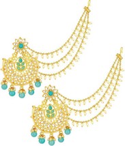 Latest Designer Stylish Trendy Gold Plated Baahubali Hair Chain Diamond, fp445 - $34.64