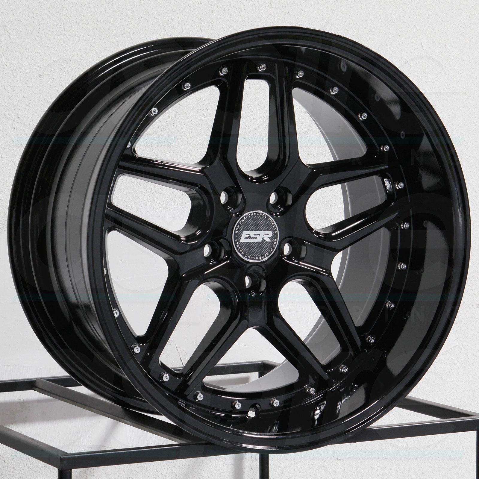19x10.5 ESR CS15 5x108 Custom 22 Gloss Black Wheels Rims Set(4) Wheels