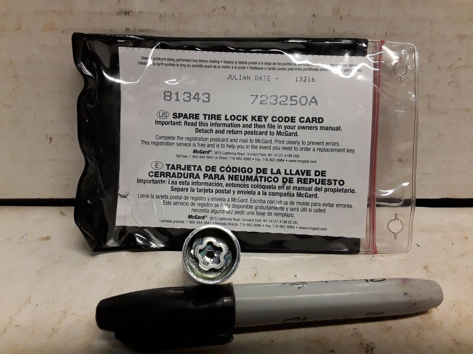 Ford spare tire lock key OEM BC34-1A380-AB 81343 723250A - Locks & Hardware