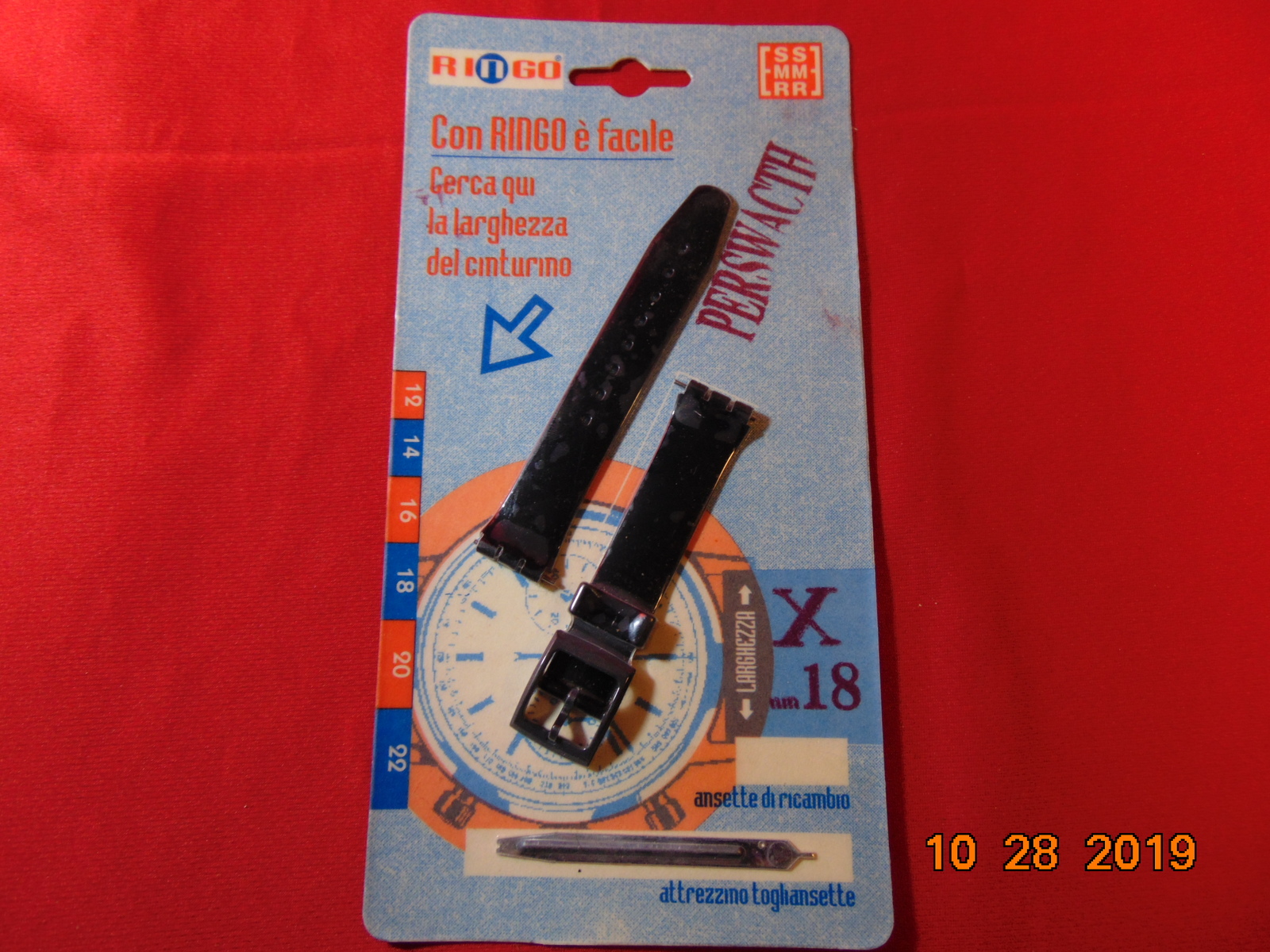 Primary image for 18MM, Swatch Watch, Black Plastic/Vinyl Replacement Band. New-Old Stock. Carded.