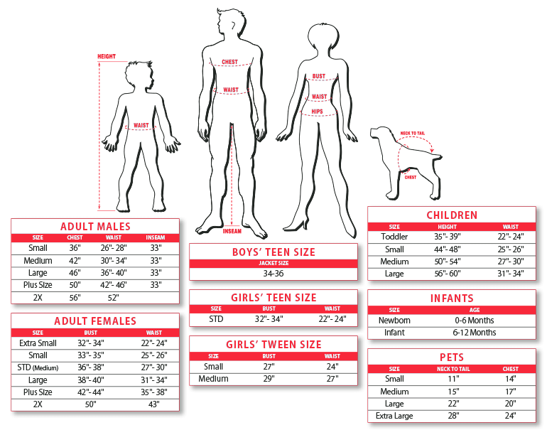 Rubies Costume Size Chart Dogs