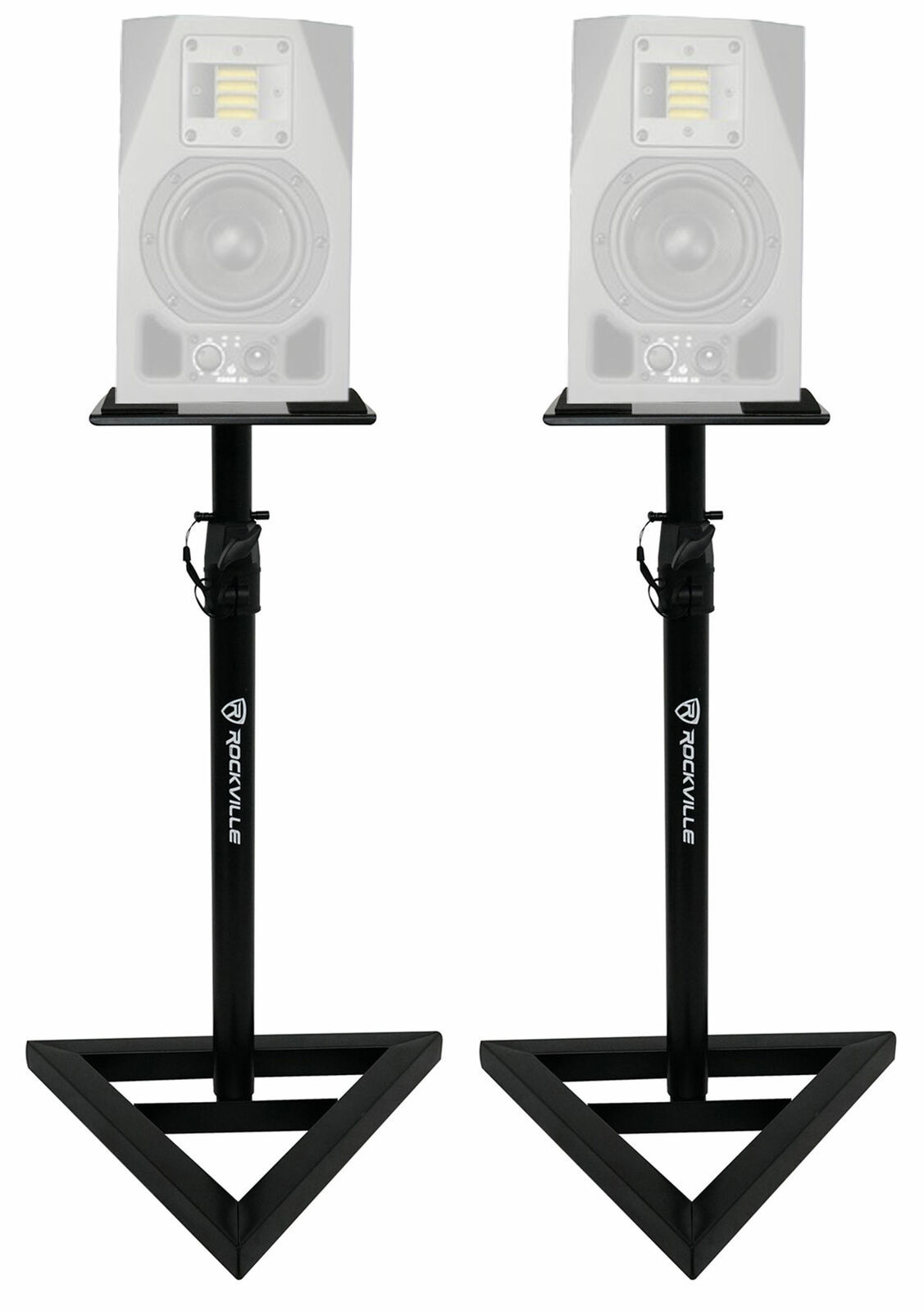2 Rockville Adjustable Studio Monitor Speaker Stands For ADAM Audio A3X Monitors