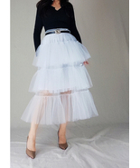 Women White Layered Tulle Skirt Outfit Plus Size Wedding Party White Tut... - $76.49