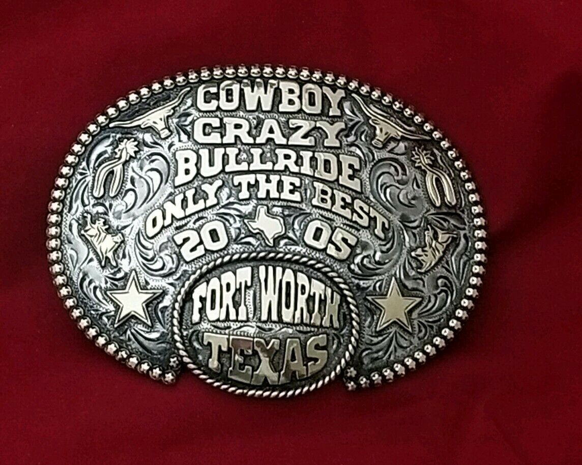 2005 RODEO TROPHY BELT BUCKLEFORT WORTH TEXAS BULL RIDE CHAMPION
