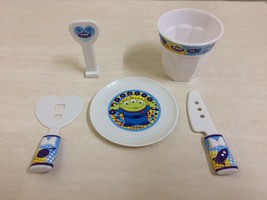 Disney Green Alien Dish, Fork, Glass. Kitchen Mini Set. Rare - $13.00