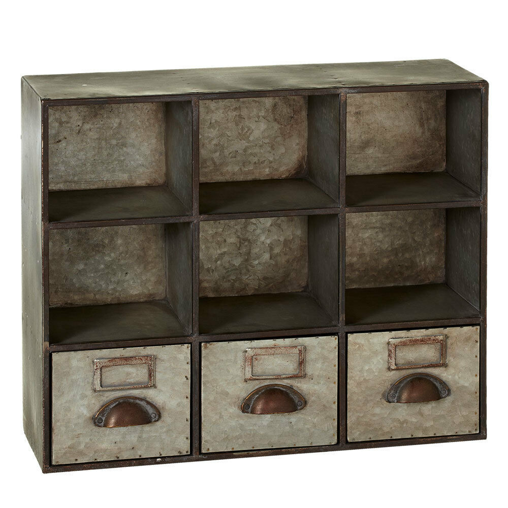 Storage 9 Pocket Cubby Galvanized Cube Unit Wall Shelf,22'' x 18''H