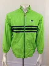 Adidas Vintage  Lime Green Full Zip Lined Long Sleeve Youth  Large Nylon Jacket  - $19.69
