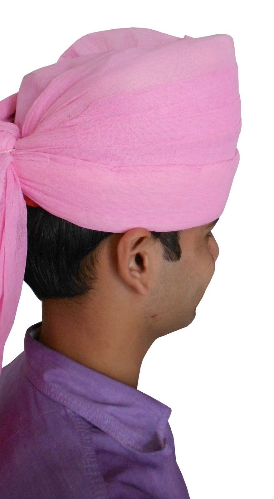 Indian Halloween Dress Men Hat Pink Cotton Turban Medium Pagri Punjabi