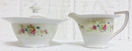 Empress China Japan Floral Wreath Sugar Bowl w Lid & Creamer Set EMP57 - $19.99