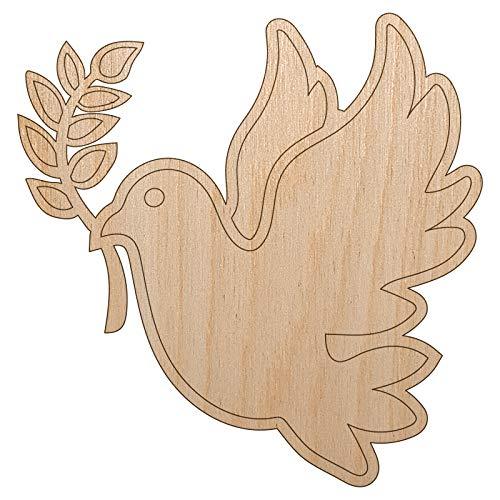 Peace Dove with Olive Branch Unfinished Wood Shape Piece Cutout for DIY Craft Pr