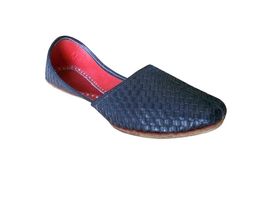 Men Shoes Jutti Indian Handmade Leather Black Espadrilles Mojaries Flat US 8-11 - $54.99