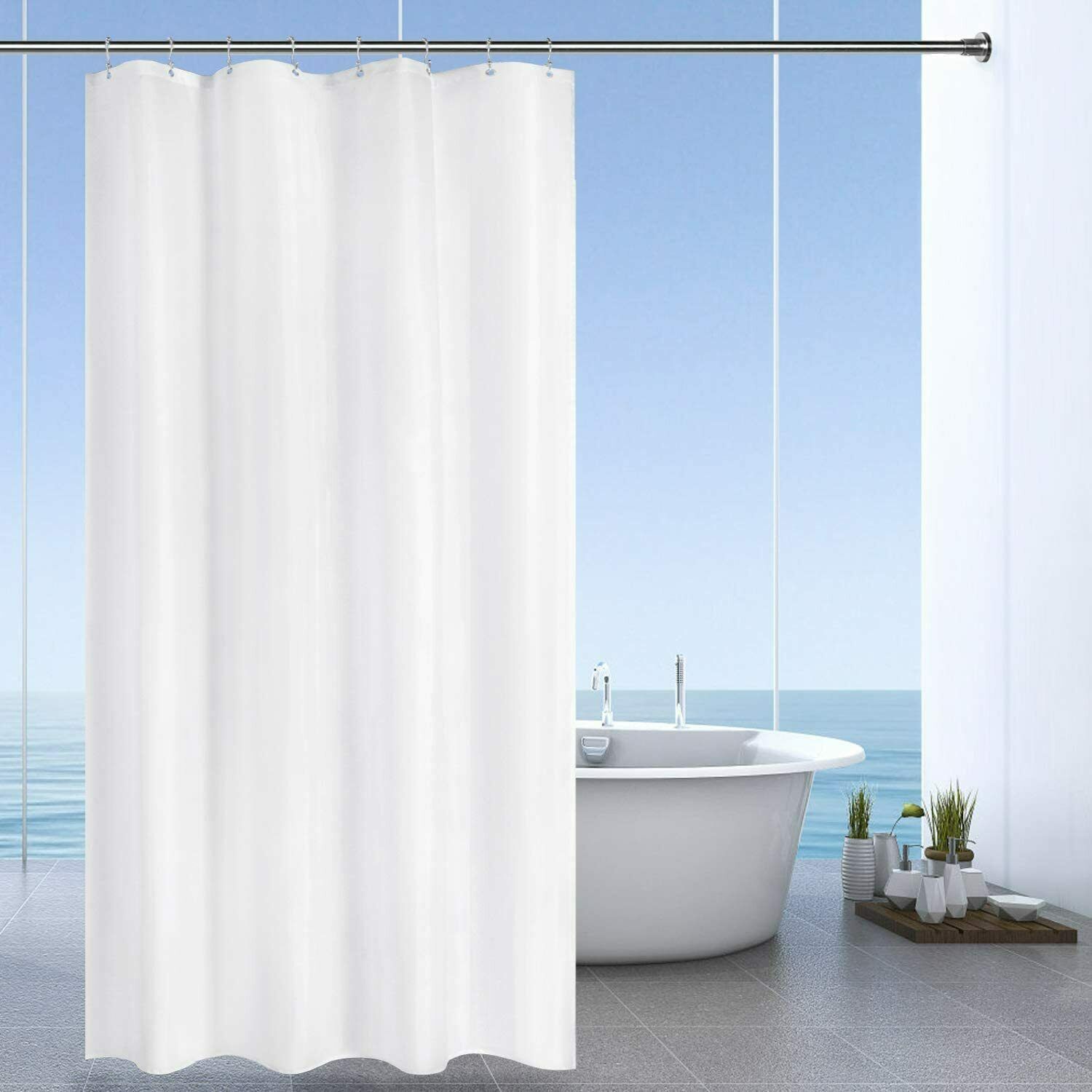 42" x 72" Quality White Minimal Machine Washable Fabric Shower Stall