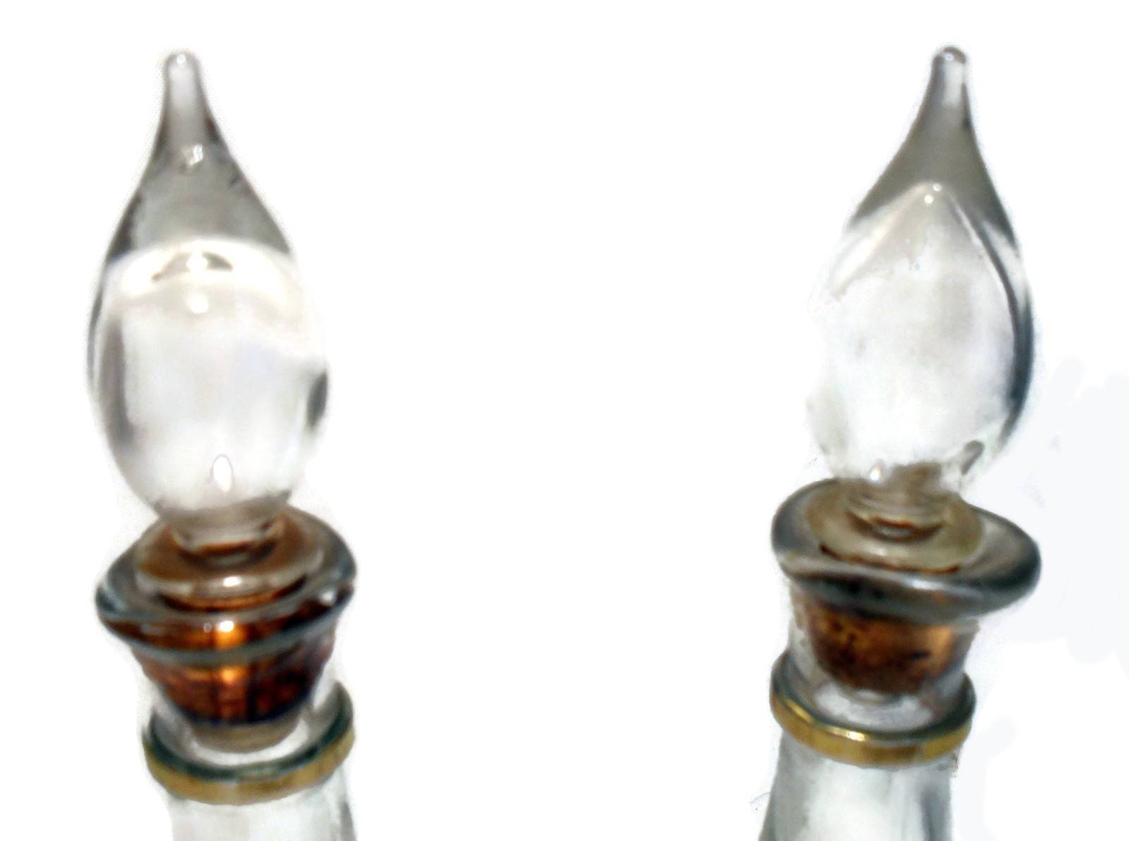 Vintage Italian Glass Cruet Set Mouth Blown Clear Glass Cruets