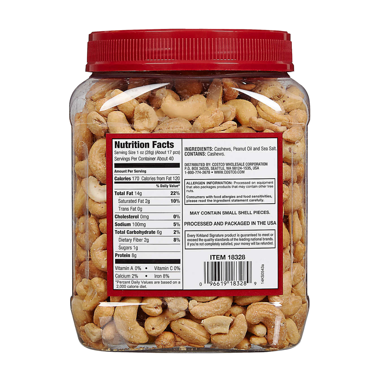 KIRKLAND Signature Cashews Whole Nuts Roasted & Salted / Unsalted 1