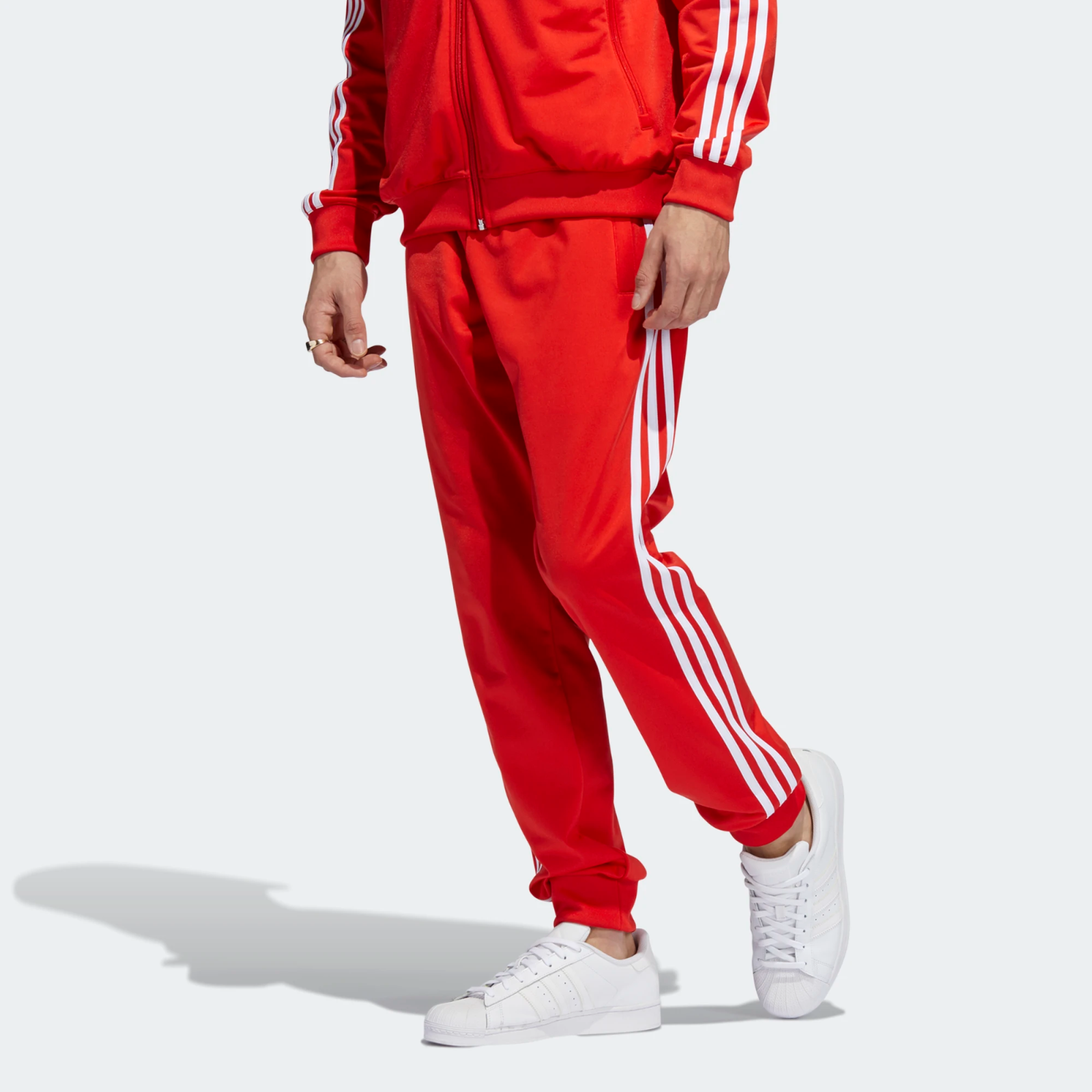 Adidas Originals Mens 3-Stripes Tracksuit Bottoms Red