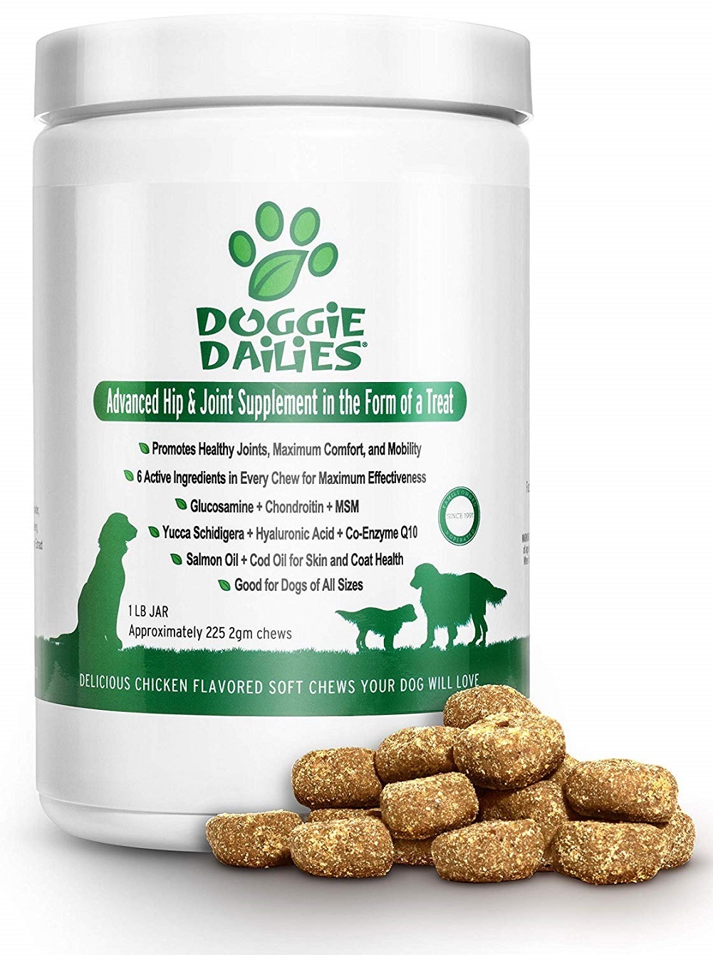 Doggie Dailies Glucosamine for Dogs Advanced Hip & Joint Supplement 225 Chews