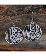 Handmade Leaf Silver Plated Mandala Antique Ethnic Boho Brass Women Earr... - $22.66
