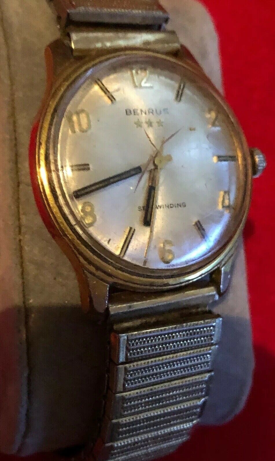 Vintage Benrus 3 Stars Speidel Stretch Band Self Winding Men's Watch