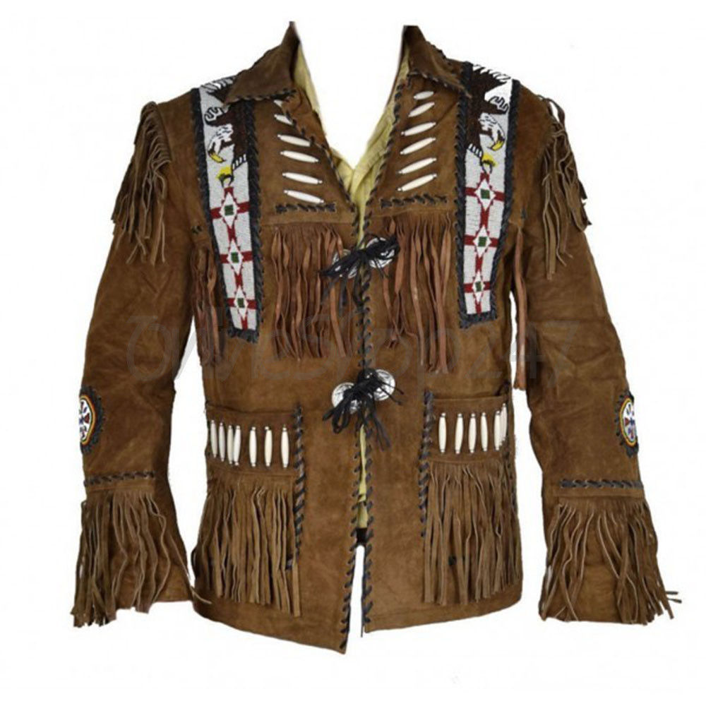 New Mens Native American Western Scully Suede Leather Jacket Fringes ...