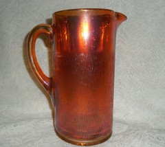Vintage Jeannette Glass Co. Carnival Iridescent Marigold  "Tree Bark" Pitcher - $19.77