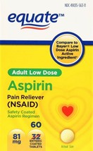 Equate Low Dose Aspirin Safety Coated Tablets 81mg (5PK) 60ct EACH 10/22+ - $8.99