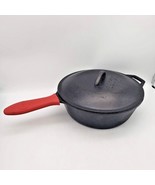 Lodge Cast Iron Deep Skillet w/ Red Silicone Hot Handle Holder - $39.55