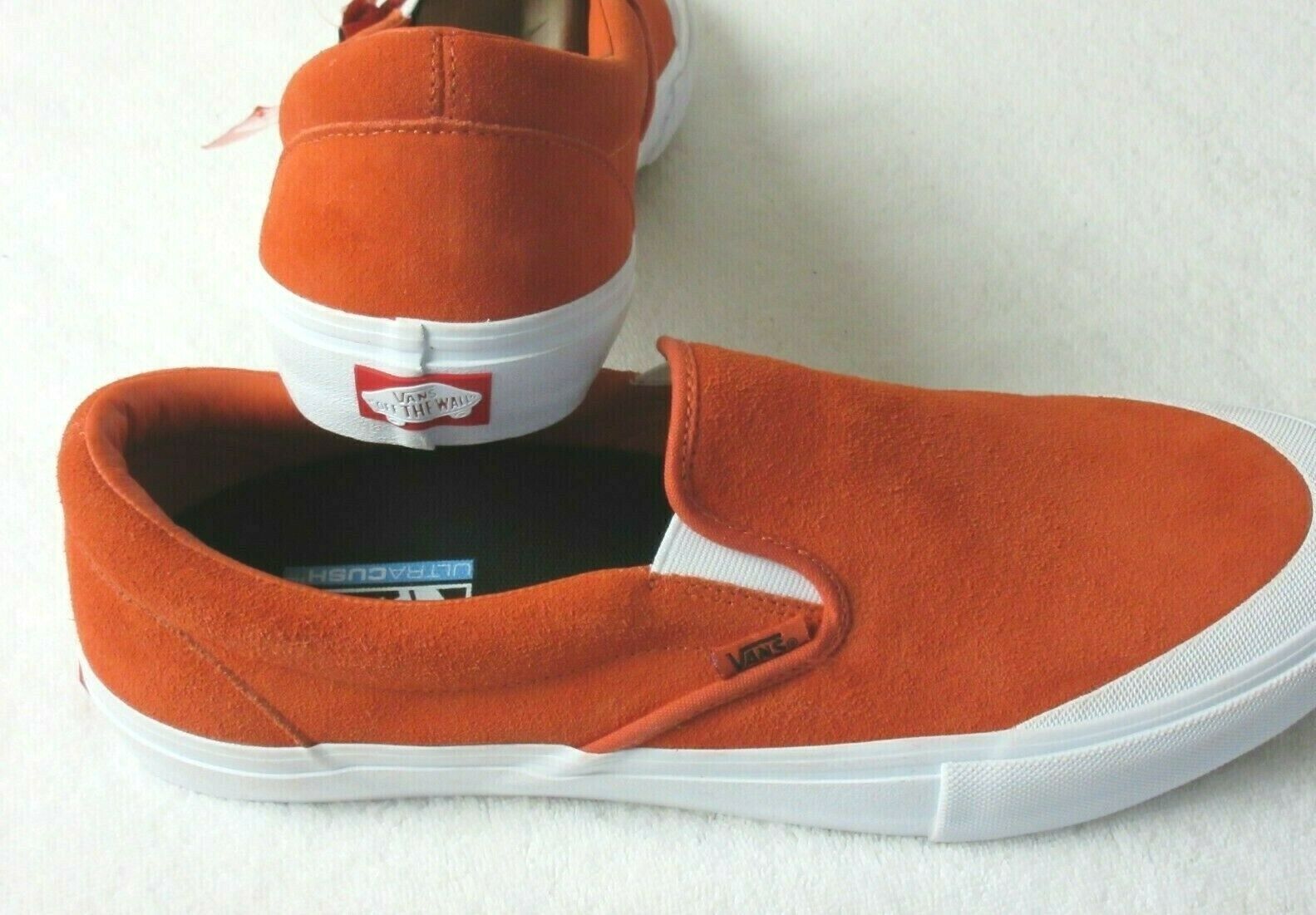Vans Mens Slip on Pro Suede Skate shoes Koi Orange White Size 13 NWT