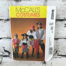 McCalls Costumes Sewing Pattern #M4952 Sz Kids 3-8 Pirates Halloween Uncut - $14.84