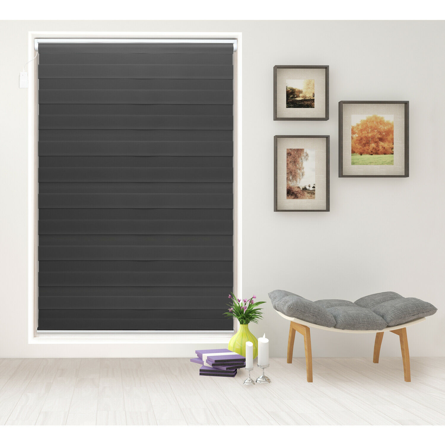 GoDear Black Battery Operated Electric Window Shade Motorized Roller
