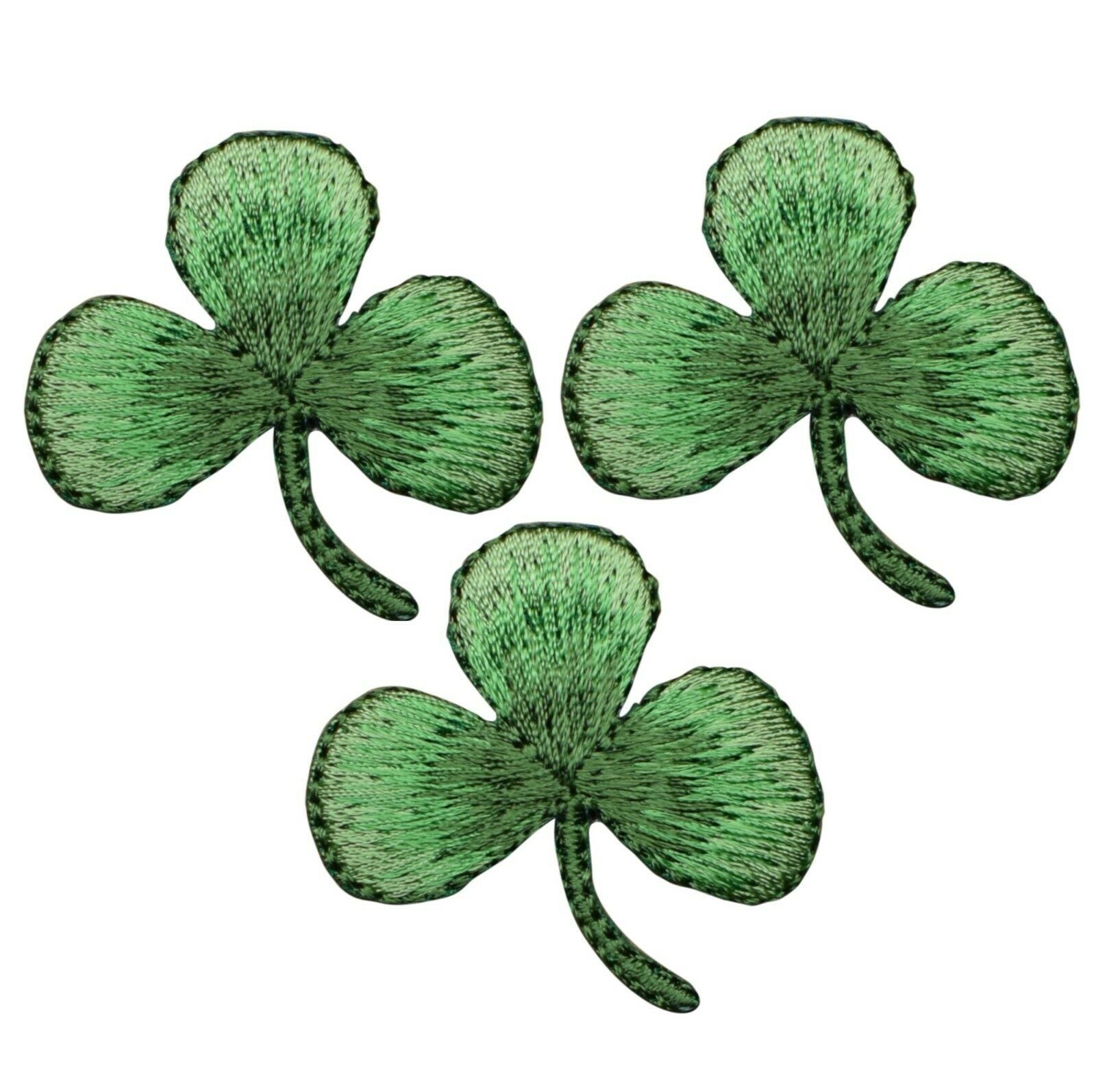 Shamrock Applique Patch - Clover, Good Luck Badge 1.5 (3-Pack, Iron on)
