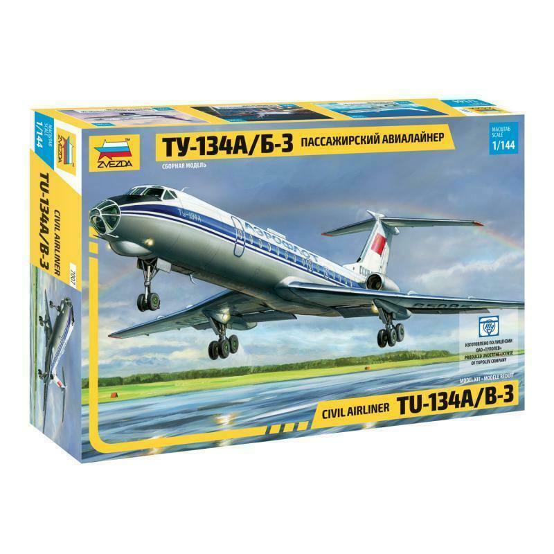 Zvezda Model Kit 7007 Civil airliner Tu-134A/B-3, scale 1/144