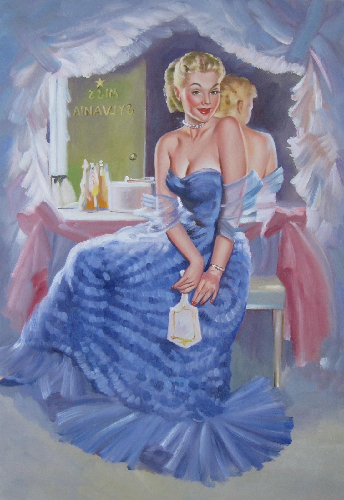 24x36 inches Rep. Gil Elvgren stretched Oil Painting Canvas Art Wall ...