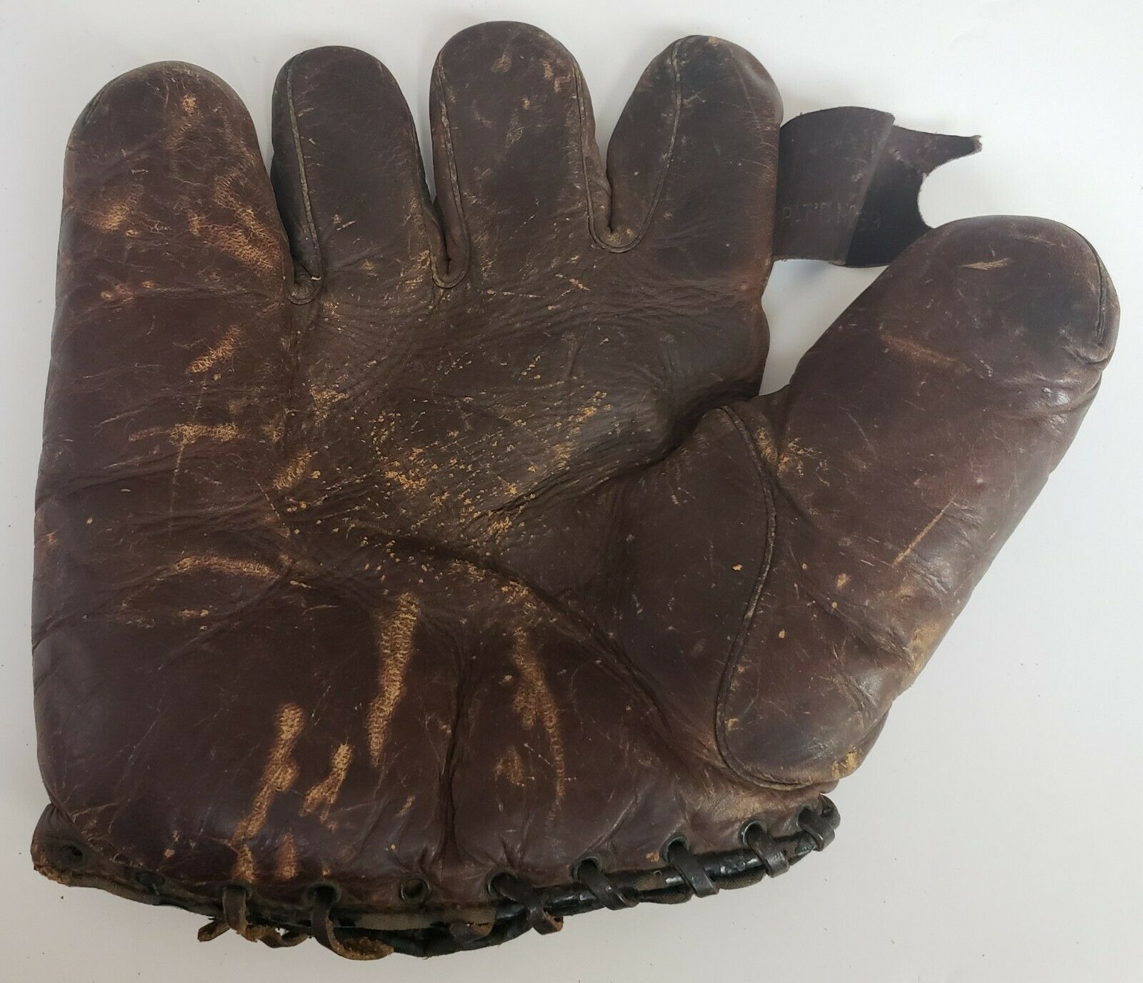 VINTAGE 1930'S SPALDING BASEBALL GLOVE MITT RAINEY TRAP WEB LEFT HANDED RARE GlovesBaseball