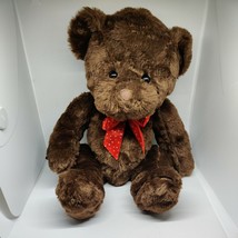 Dan Dee Collectors Choice Brown Teddy Bear 20" Plush Valentine's Hearts Red Bow - $10.70