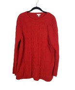 J.Jill Chenille Sweater Large Tall Womens Red Long Sleeve Crew Neck Cabl... - $23.16