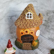 Fall Fairy Garden Set, Sunflower Fairy House, Tiny Gnome Hut, Autumn Fairy Decor image 5