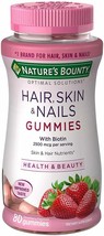 Nature&#39;s Bounty Optimal Solutions Hair, Skin, Nails, With Biotin 80ct Gu... - $12.86