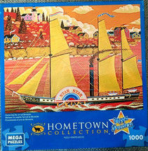 Ocean Star 1000 Piece Puzzle Heronim 3 Masted Ship Lighthouse Shore - $9.99