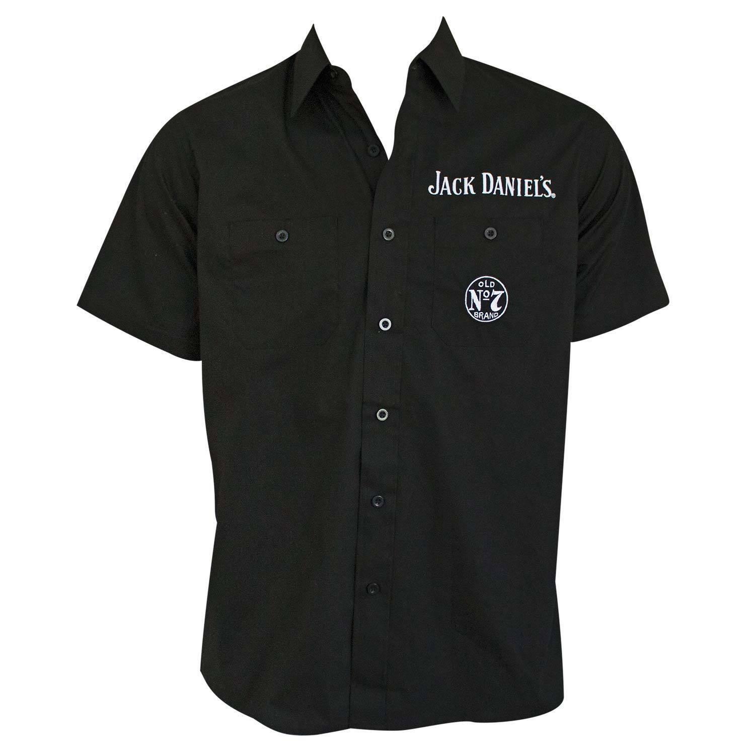 Jack Daniel's Short Sleeve Button Up Men's Work Shirt Black TShirts