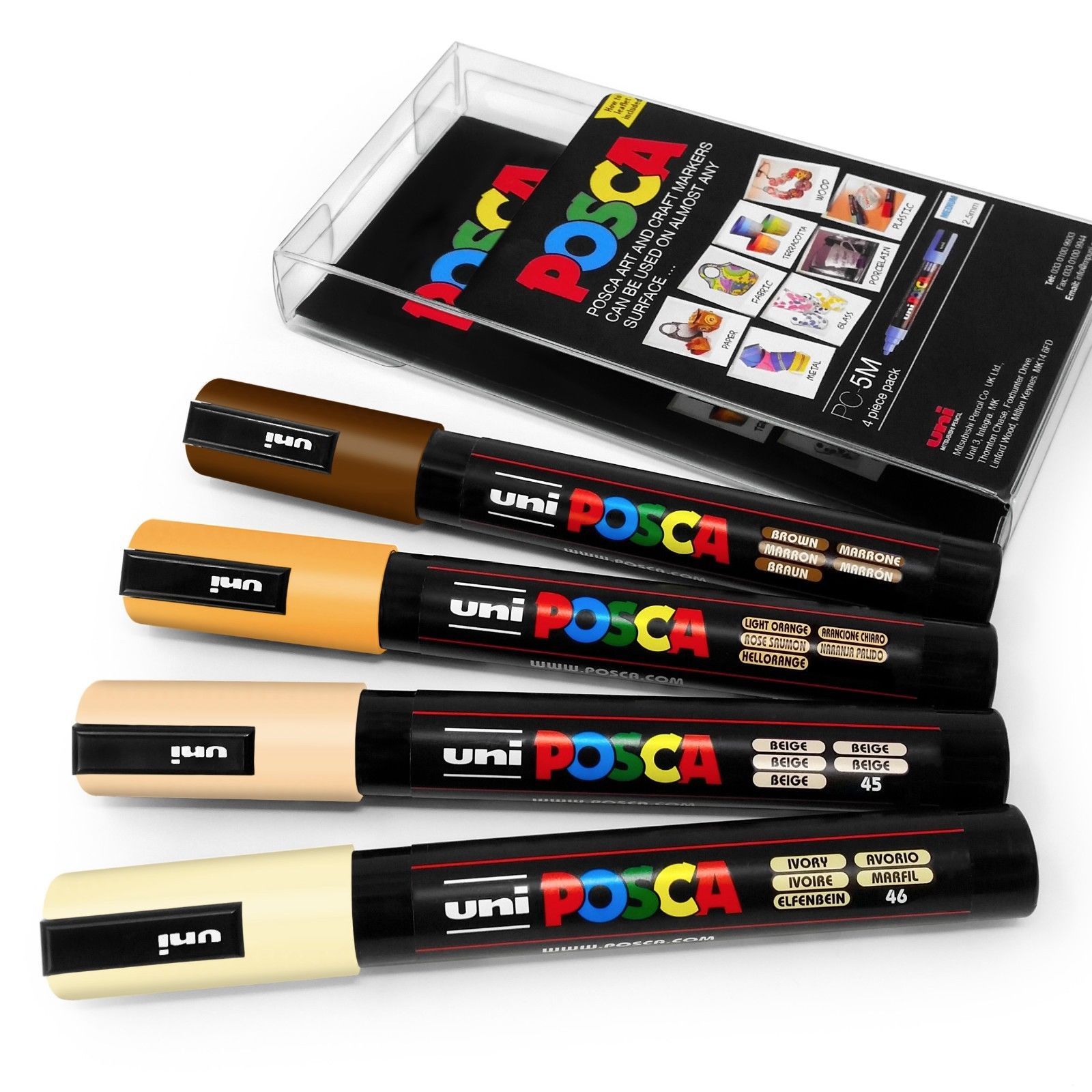 uniball-posca-pc-5m-paint-art-marker-skin-tone-set-of-4-in-wallet