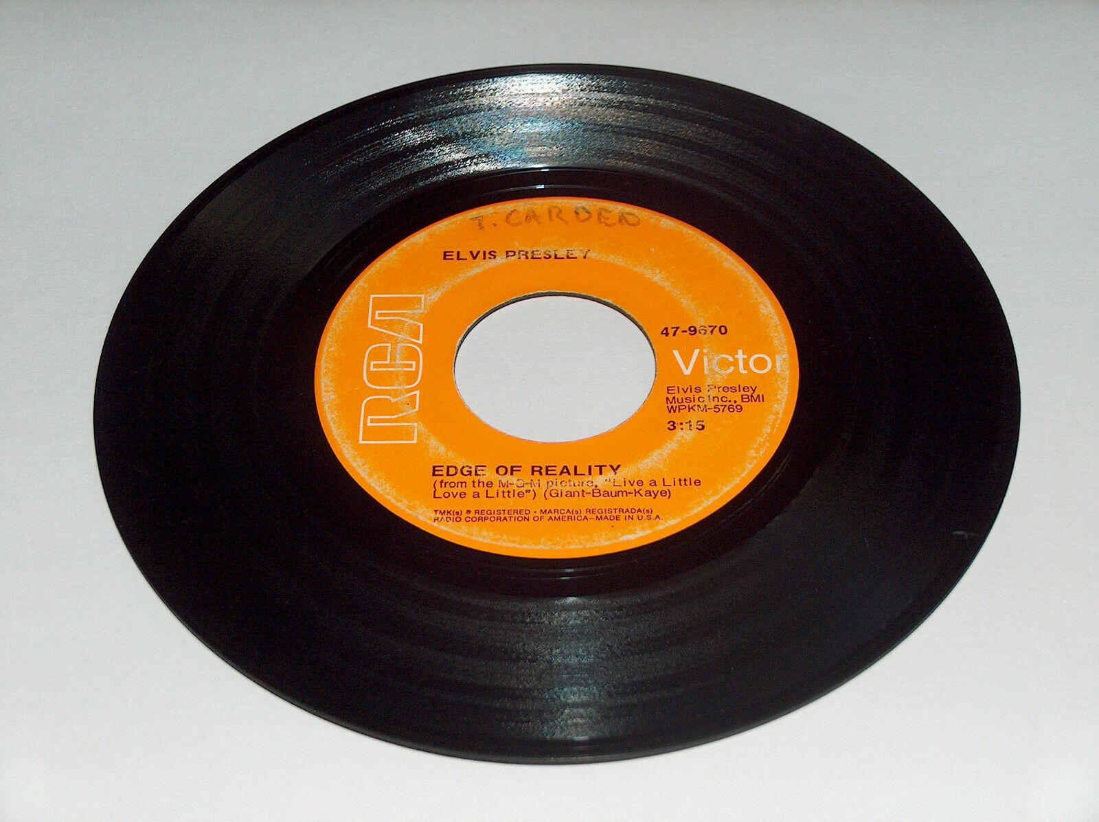 45 RPM Elvis Presley Edge Of Reality If I Can Dream RCA Victor 47-9670 ...